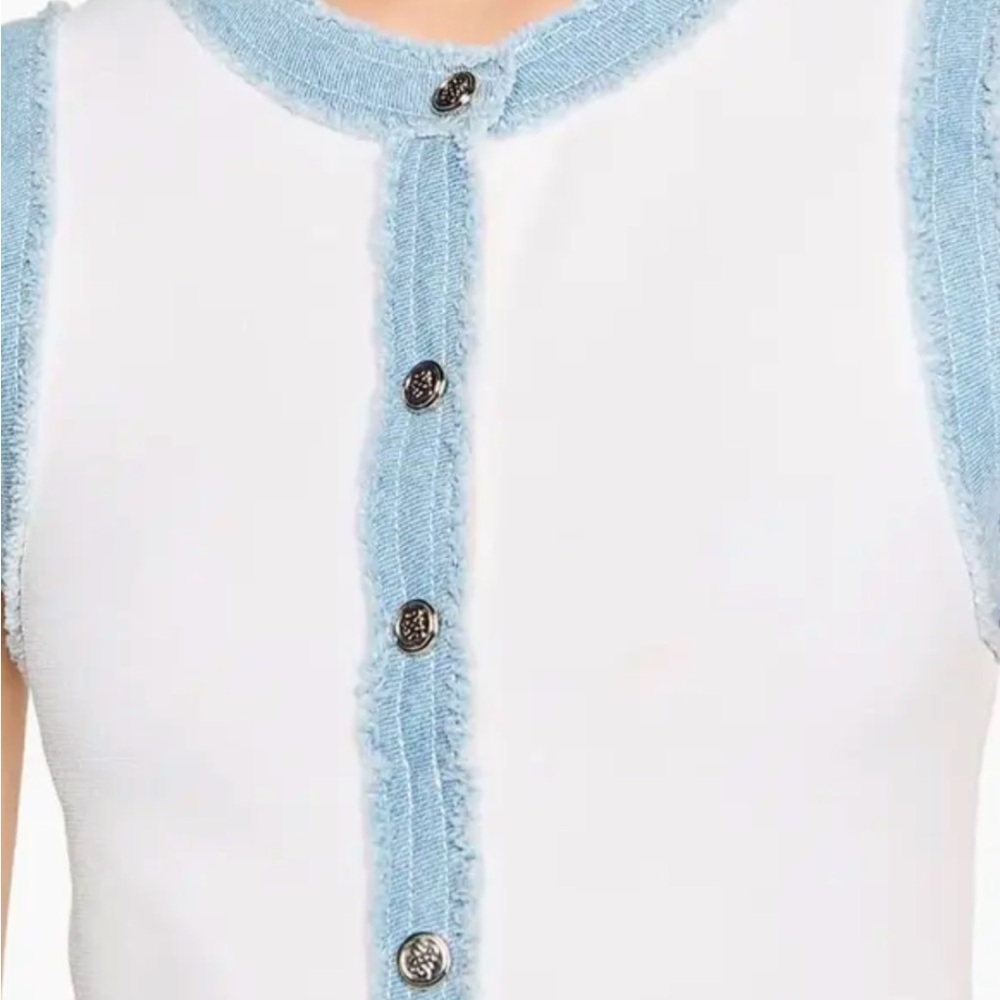Sandro White and Blue Sleeveless Dress - Picture 3 of 6